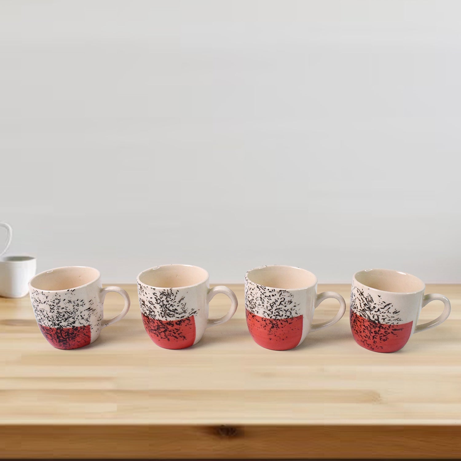 Healthy Choice Set Of 4pc Ceramic Cup And 4pc Glass Bowl With Plastic Plate (9 Pcs Set)
