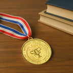 Gold Metal Medal with Tricolor Ribbon (1 Pc)