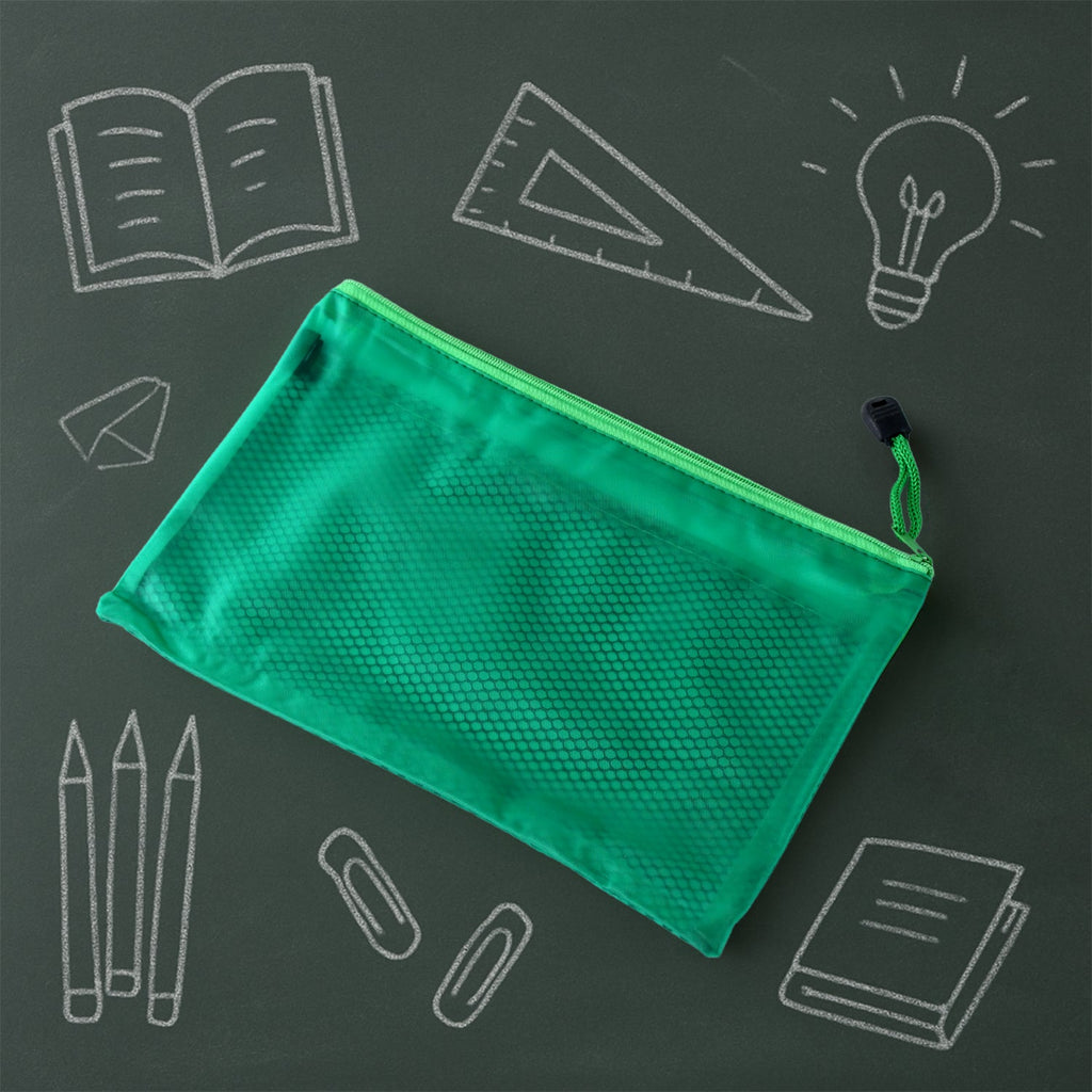Zipper Mesh Pouch Multipurpose Travel Bag for Cosmetics Makeup Offices Supplies (25 x 16 cm)