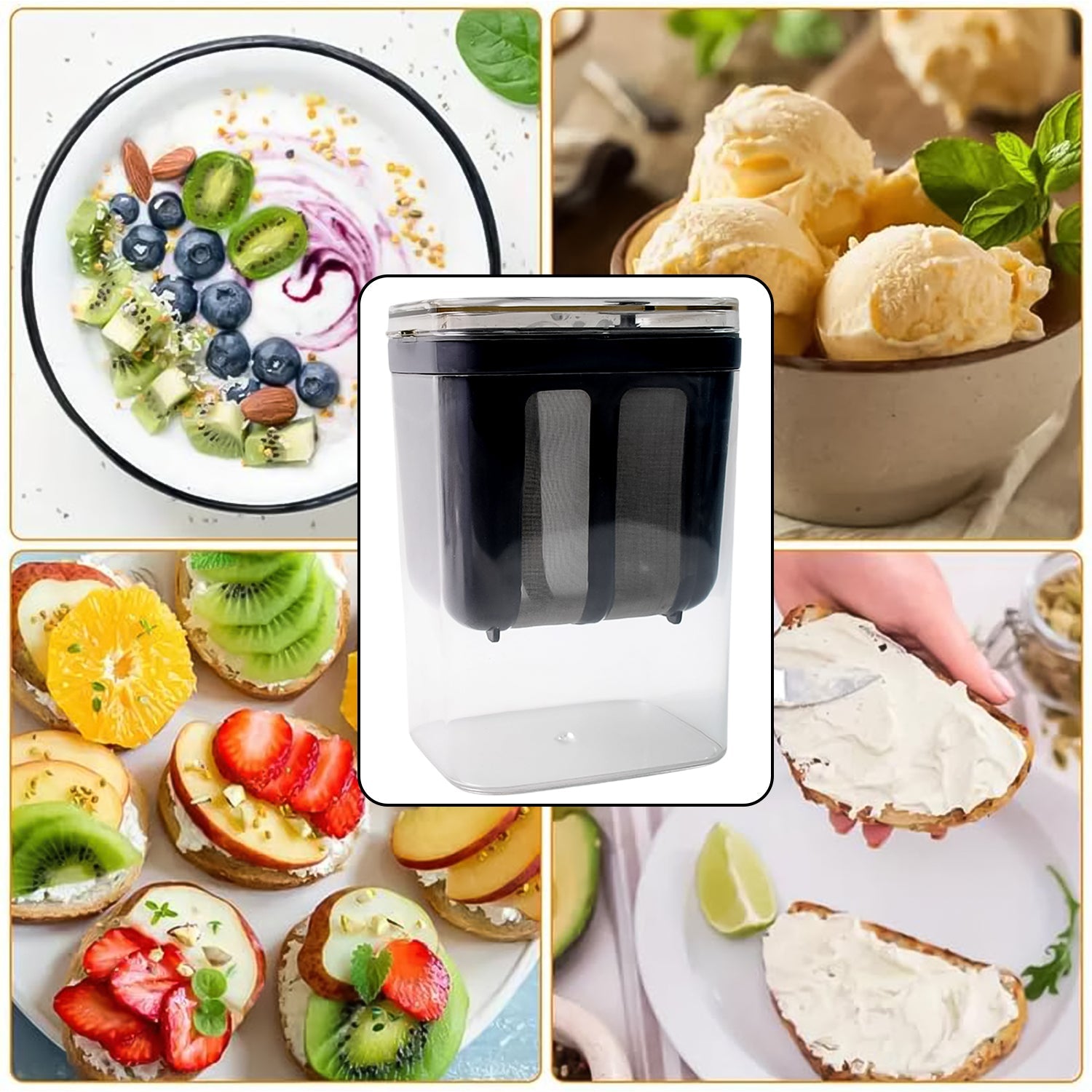 2 in 1 Yogurt Strainer with Storage Box – 1400ml (Plastic + Steel)