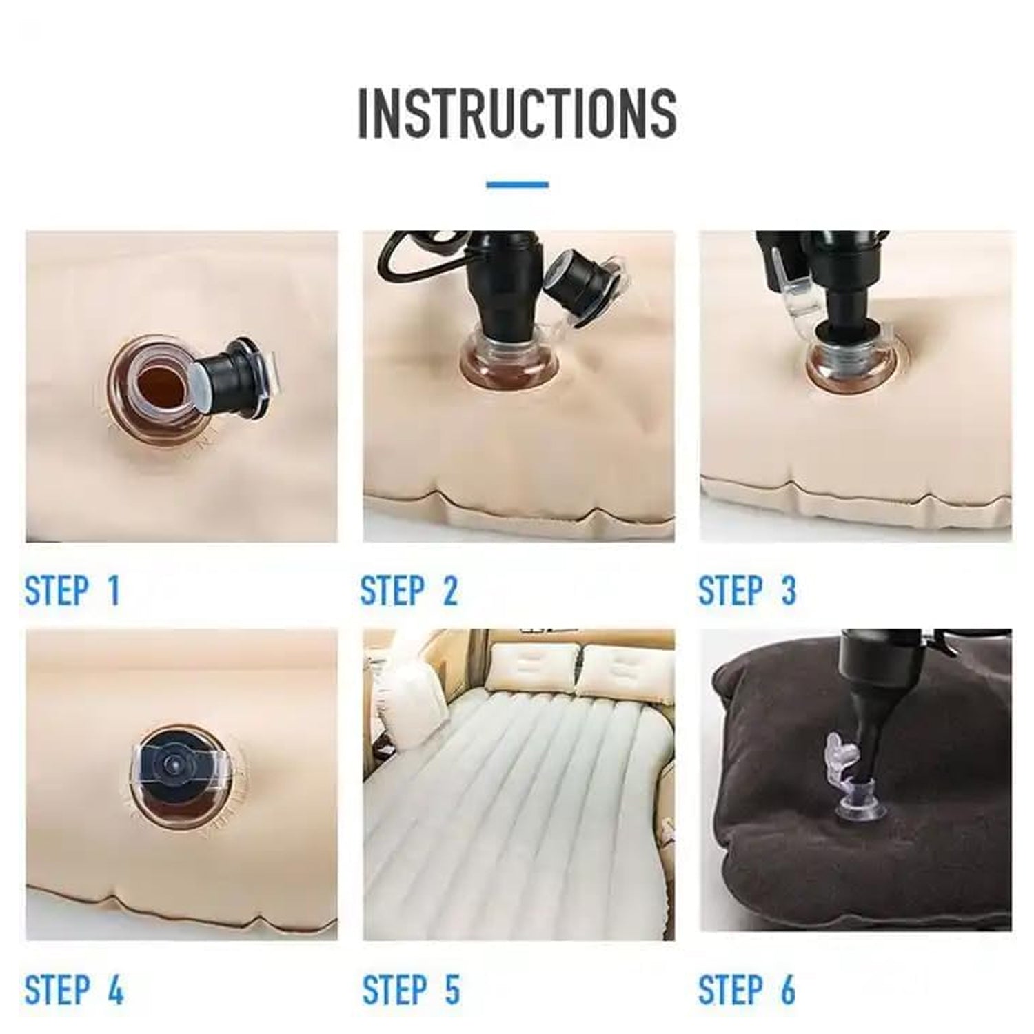 Portable Car Backseat Inflatable Air Mattress Bed (1 Pc)