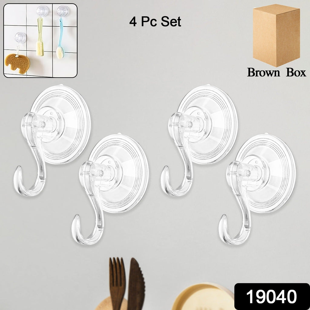 Plastic Suction Cup Hooks (4 Pcs Set)