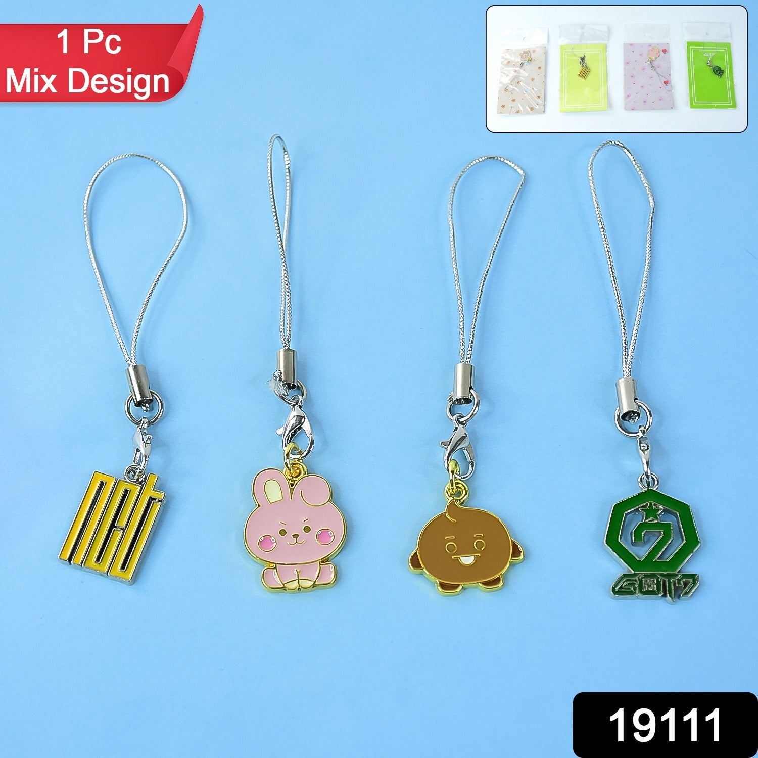 Cartoon Metal Mobile Straps and Keychains (1 Pc & mix Design)